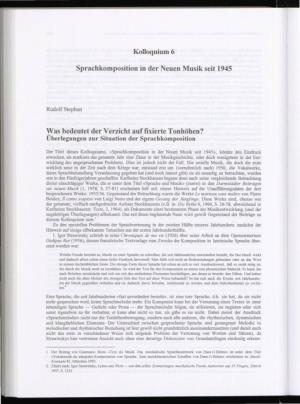 Kolloquium 6 Sprachkomposition in Der Neuen Musik Seit 1945 Was