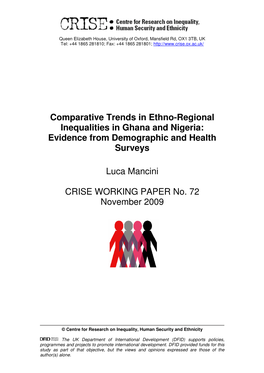 Comparative Trends in Ethno-Regional Inequalities in Ghana and Nigeria: Evidence from Demographic and Health Surveys