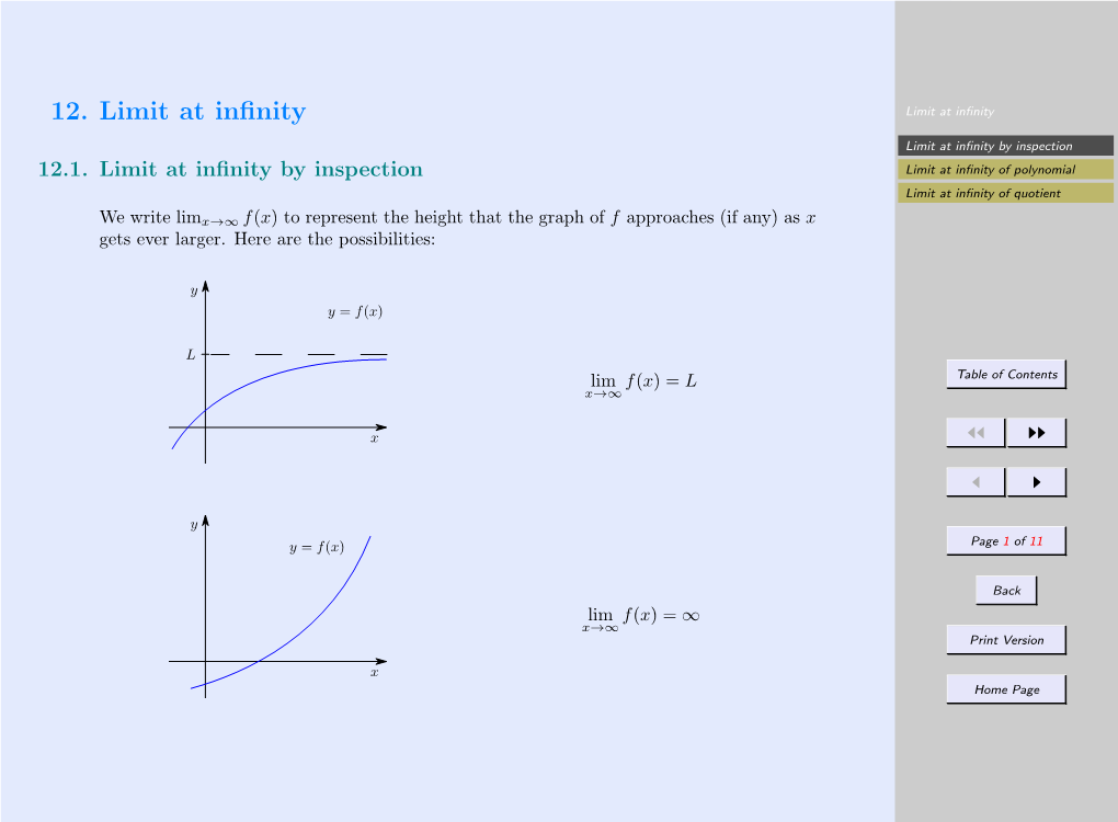 12. Limit at Infinity