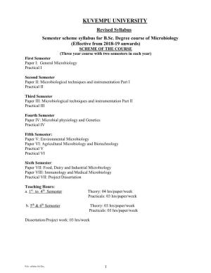 Fifth Semester: Paper V: Environmental Microbiology Paper VI: Agricultural Microbiology and Biotechnology Practical V Practical VI