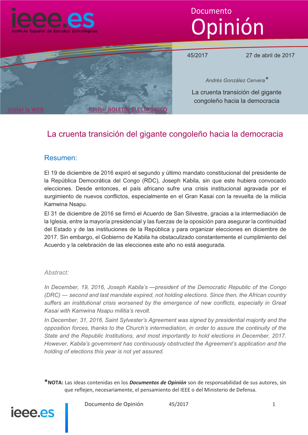 La Cruenta Transición Del Gigante Congoleño Hacia La Democracia Visitar La WEB Recibir BOLETÍN ELECTRÓNICO