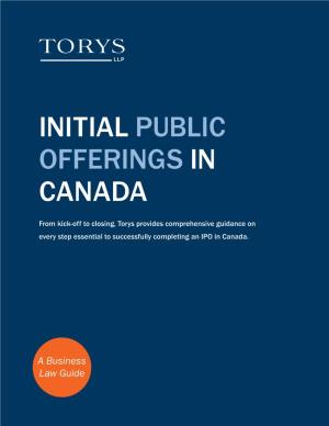 Initial Public Offerings in Canada