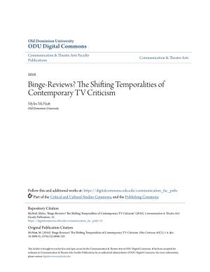 Binge-Reviews? the Shifting Temporalities of Contemporary TV Criticism