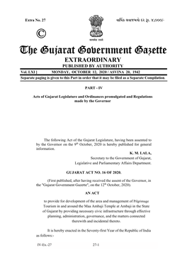 The Gujarat Government Gazette EXTRAORDINARY PUBLISHED by AUTHORITY Vol