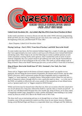 Cubed Circle Newsletter 192 – Jay Lethal's Big Win, PWG from out of Nowhere & More!