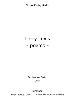 Larry Levis - Poems