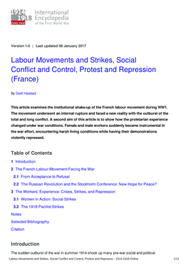 Labour Movements and Strikes, Social Conflict and Control, Protest and Repression (France)