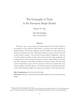 The Geography of Trade in the European Single Market