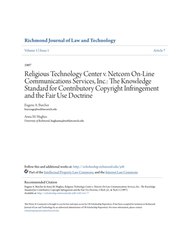 Religious Technology Center V. Netcom On-Line Communications
