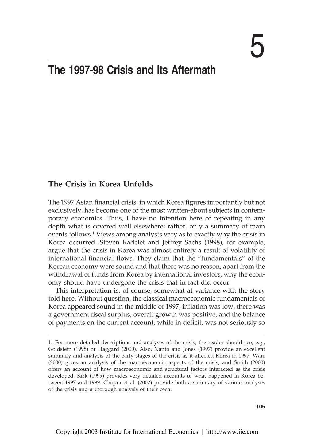 Chapter 5: the 1997-98 Crisis and Its Aftermath