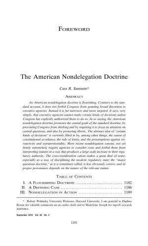 The American Nondelegation Doctrine