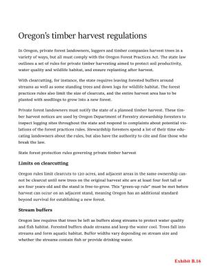 Harvest Regulations | Oregonforests