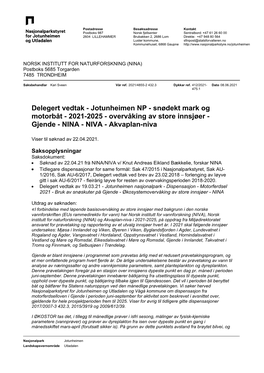 2021-2025 - Overvåking Av Store Innsjøer - Gjende - NINA - NIVA - Akvaplan-Niva