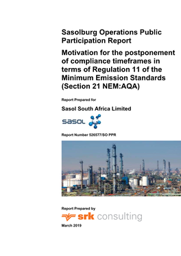 Sasolburg Operations Public Participation Report Motivation For