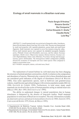 Ecology of Small Mammals in a Brazilian Rural Area