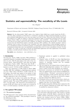 Statistics and Supermetallicity: the Metallicity of Mu Leonis