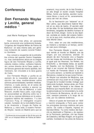 Conferencia Don Fernando Weyler Y Laviña, General Médico *