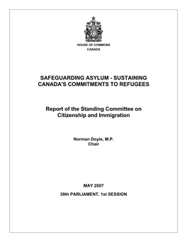 Safeguarding Asylum - Sustaining Canada's Commitments to Refugees