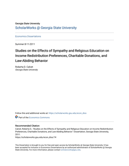 Studies on the Effects of Sympathy and Religious Education on Income Redistribution Preferences, Charitable Donations, and Law-Abiding Behavior