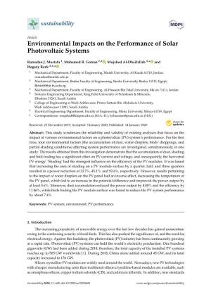 Environmental Impacts on the Performance of Solar Photovoltaic Systems