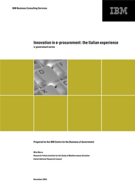 Innovation in E-Procurement: the Italian Experience E-Government Series