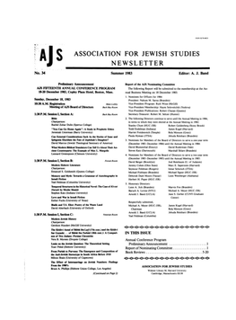 Association for Jewish Studies Newsletter