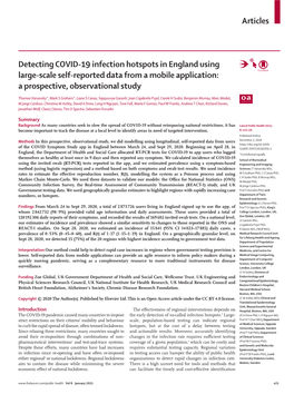 Detecting COVID-19 Infection Hotspots in England Using Large-Scale Self-Reported Data from a Mobile Application: a Prospective, Observational Study