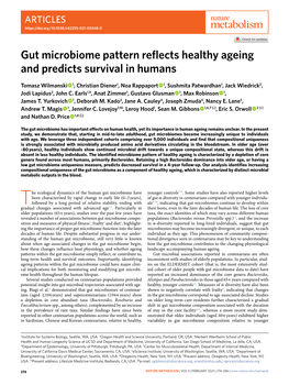 Gut Microbiome Pattern Reflects Healthy Ageing and Predicts Survival in Humans