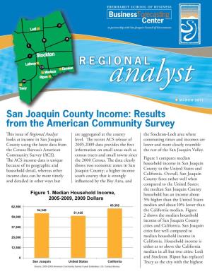 Regional Analyst: San Joaquin County Income