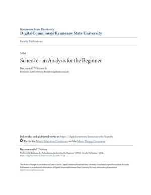 Schenkerian Analysis for the Beginner Benjamin K