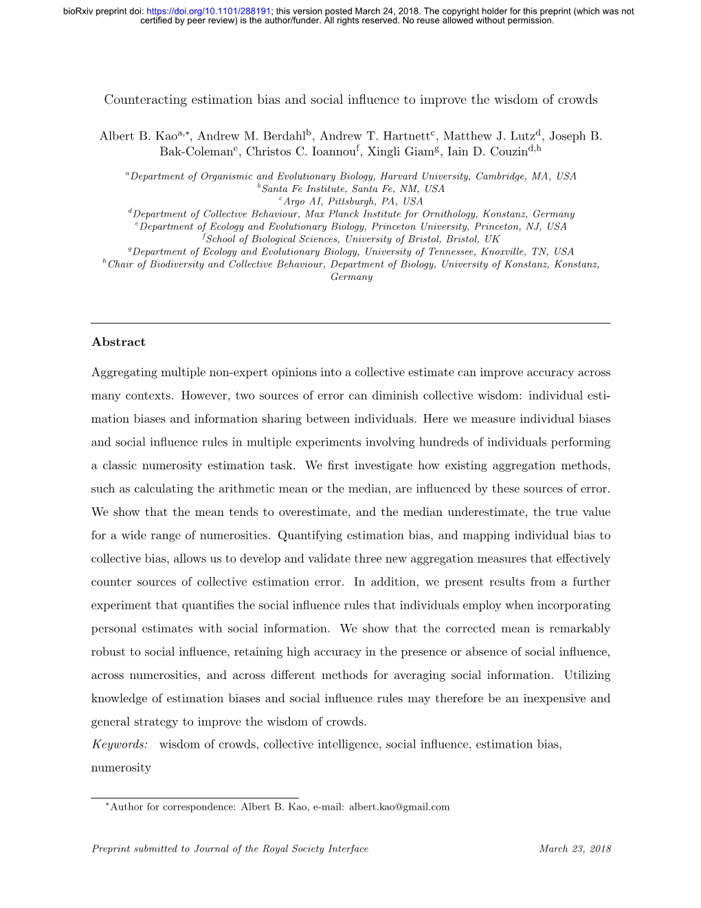 Counteracting Estimation Bias and Social Influence To