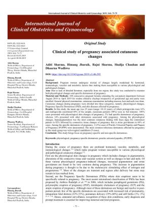 Clinical Study of Pregnancy Associated Cutaneous Changes