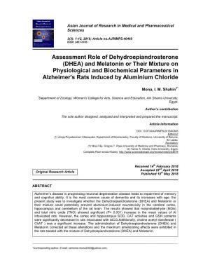 Assessment Role of Dehydroepiandrosterone (DHEA