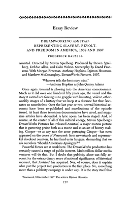 Dreamworking Amistad: Representing Slavery, Revolt, and Freedom in America, 1839 and 1997