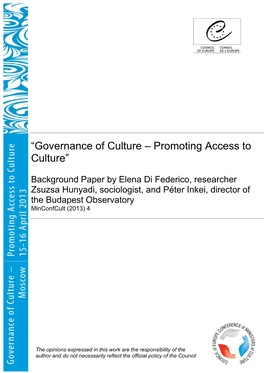 “Governance of Culture – Promoting Access to Culture”