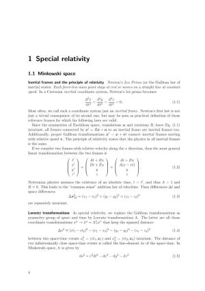1 Special Relativity