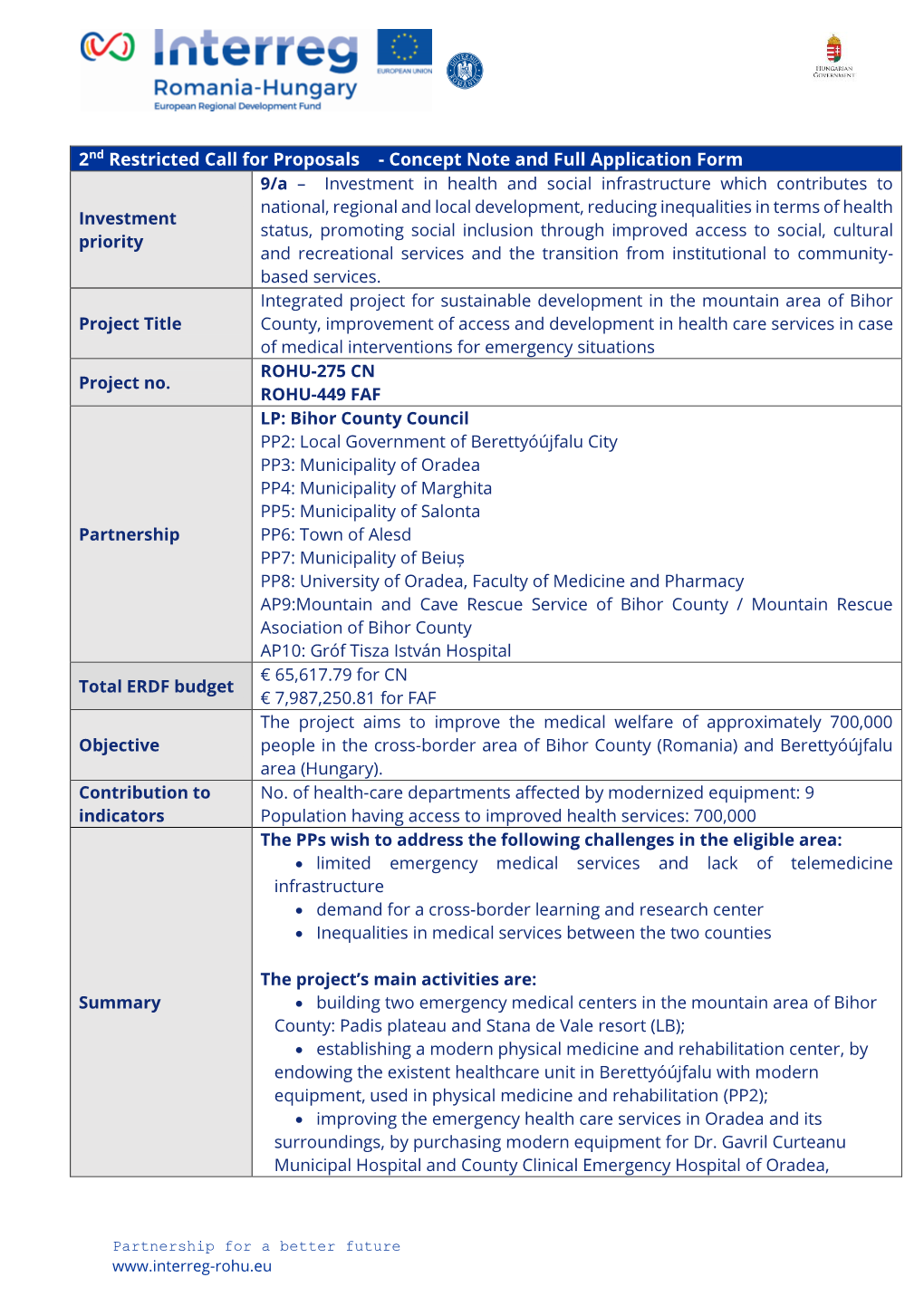 2Nd Restricted Call for Proposals