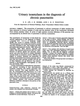 Urinary Isoamylases in the Diagnosis of Chronic Pancreatitis