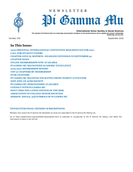 Pi Gamma Mu International Newsletter: September 2020