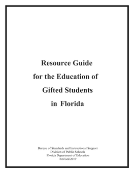 Resource Guide for the Education of Gifted Students in Florida