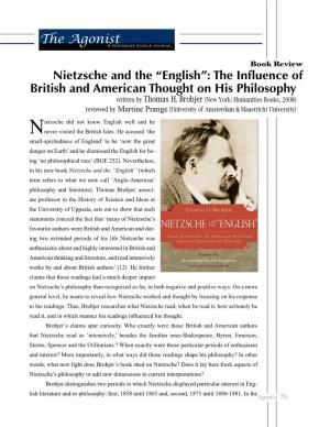 “English”: the Influence of British and American Thought on His Philosophy Written by Thomas H