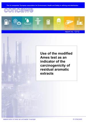 Use of the Modified Ames Test As an Indicator of the Carcinogenicity of Residual Aromatic Extracts
