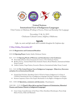 Final Agenda OK Indigenous Languages Conference