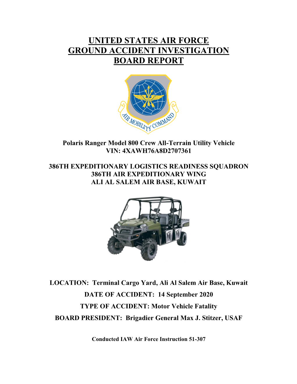 United States Air Force Ground Accident Investigation Board Report