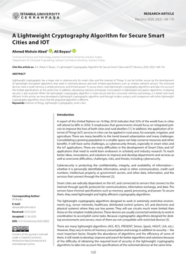 A Lightweight Cryptography Algorithm for Secure Smart Cities and IOT