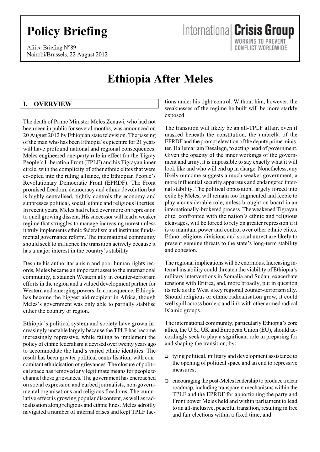 Ethiopia After Meles