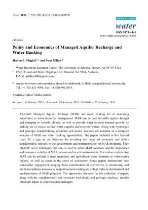 Policy and Economics of Managed Aquifer Recharge and Water Banking
