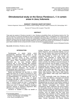 Ethnobotanical Study on the Genus Pandanus L. F. in Certain Areas in Java, Indonesia