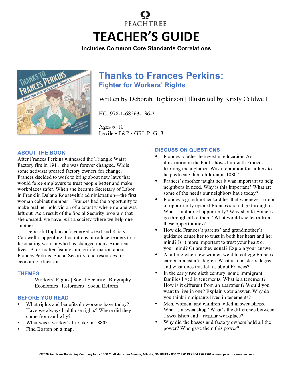 Thanks to Frances Perkins Teacher's Guide