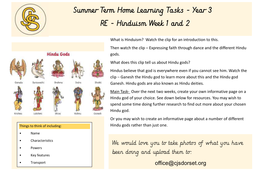 Summer Term Home Learning Tasks - Year 3